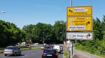 Die Spindlersfelder Straße als südlicher Teil der TVO endet An der Wuhlheide.