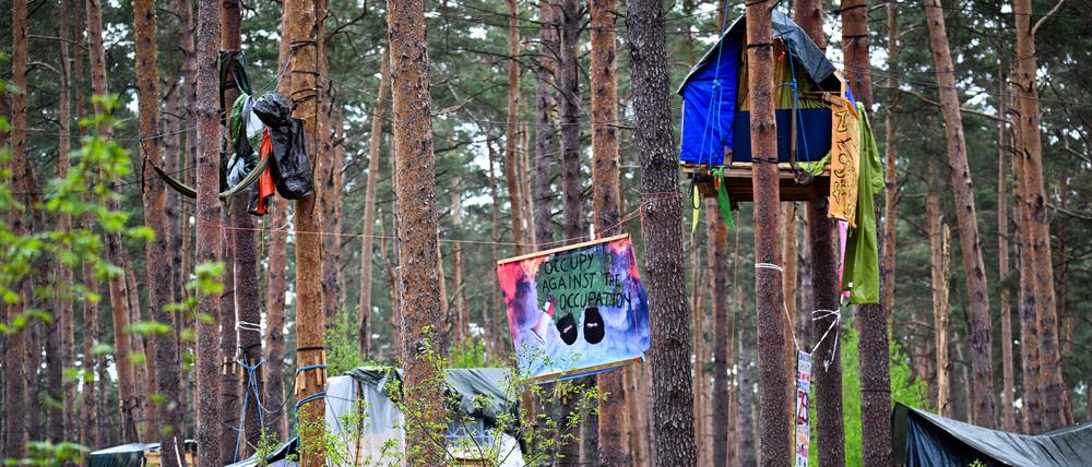 Das Protestcamp nahe dem Bahnhof Fangschleuse