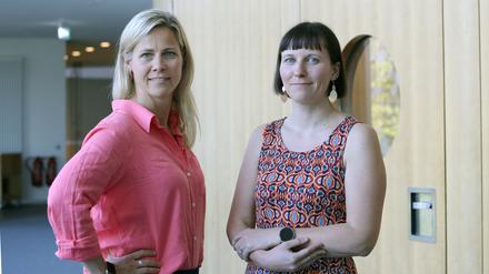 Tabea Gutschmidt (CDU) und Tina Lange (Linke), kandidieren zur Kommunalwahl 2024 in Potsdam. (v.l.)