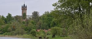 Der Park Babelsberg, im Hintergrund der Flatowturm.