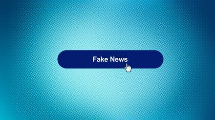 Fake News-Button auf einem Computer-Screen.