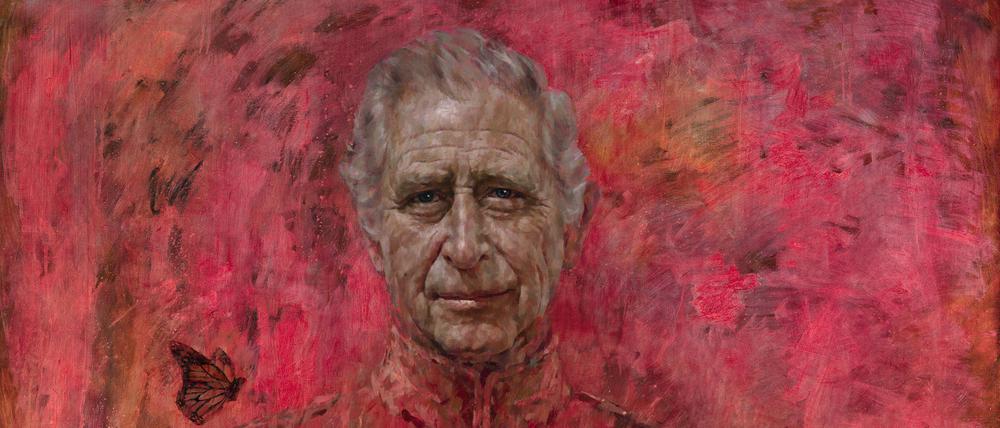 Das erste offizielle Porträt von King Charles III., gemalt von Jonathan Yeo auf 230 mal 165 Zentimeter.