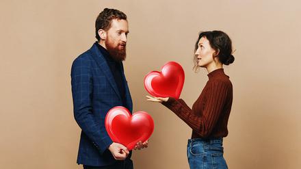 Man and woman couple in a relationship quarrel, yelling, psychological violence in the family, problems in a real relationship between people. High quality photo