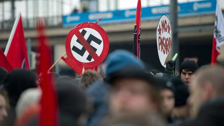 Eine Anti-Rechtsextremen-Demo in Sachsen.