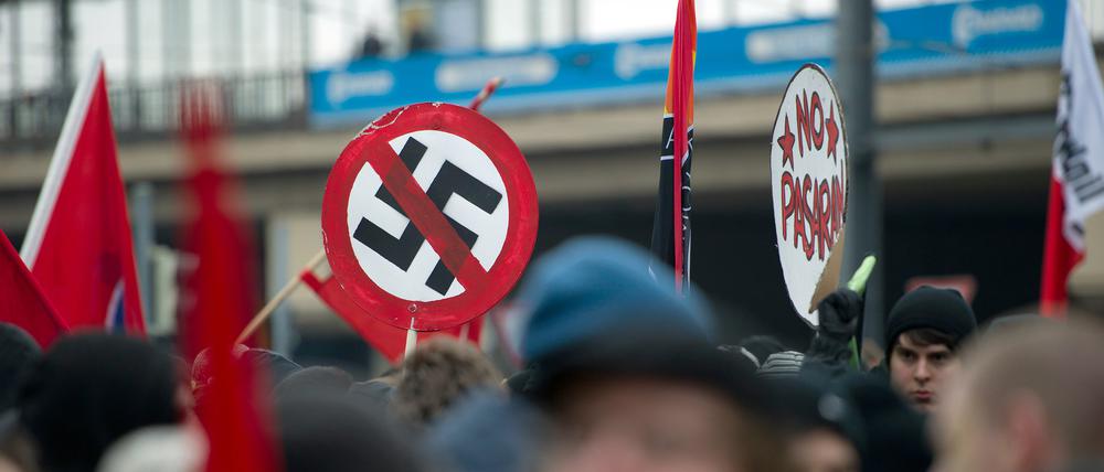 Eine Anti-Rechtsextremen-Demo in Sachsen.