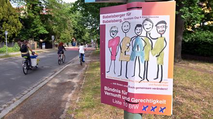 Wahlplakat des Potsdamer Bündnisses BfW in Babelserbg, Stahnsdorfer Straße.