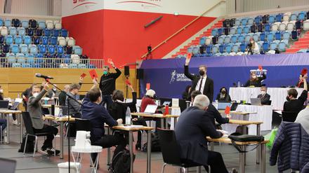 Vielfach ein Sitzungsort, gerade während der Pandemie: Die Stadtverordnetenversammlung in der MBS-Arena.