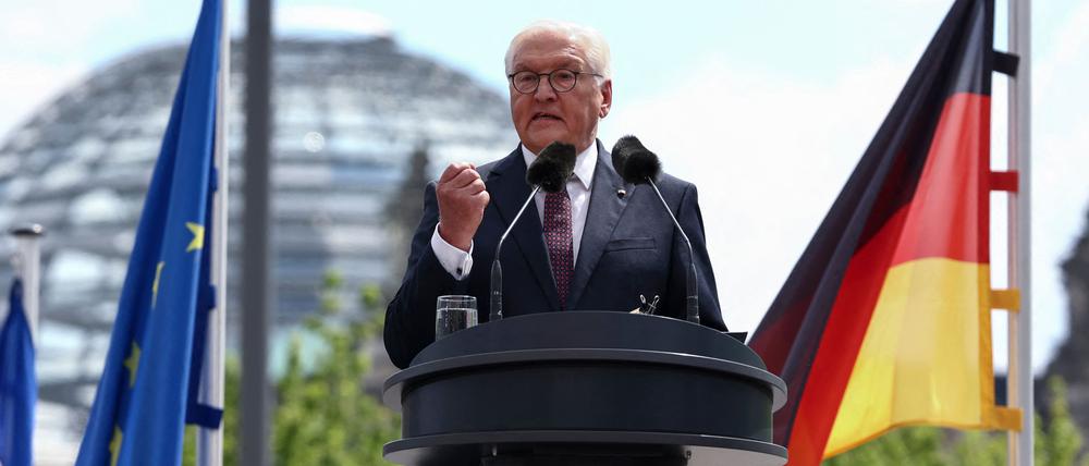 Frank-Walter Steinmeier am 23. Mai bei seiner Rede zum Staatsakt zum 75. Jahrestag der Grundgesetz-Verkündung.