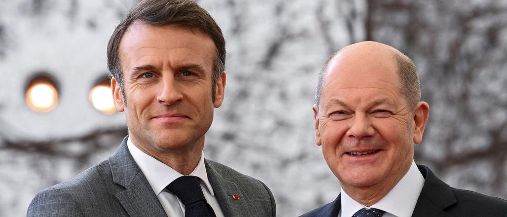 Bundeskanzler Olaf Scholz (rechts) und Frankreichs Staatschef Emmanuel Macron im vergangenen März in Berlin.