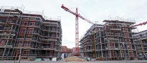 In Brandenburg fehlen Sozialwohnungen. EIne Baustelle in Potsdam.   