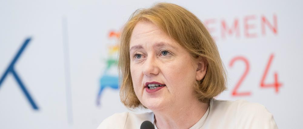 Lisa Paus (Bündnis 90/Die Grünen), Bundesministerin für Familie, Senioren, Frauen und Jugend, bei einer Pressekonferenz nach der Jugend- und Familienministerkonferenz. 