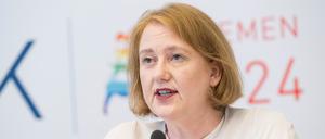 Lisa Paus (Bündnis 90/Die Grünen), Bundesministerin für Familie, Senioren, Frauen und Jugend, bei einer Pressekonferenz nach der Jugend- und Familienministerkonferenz. 
