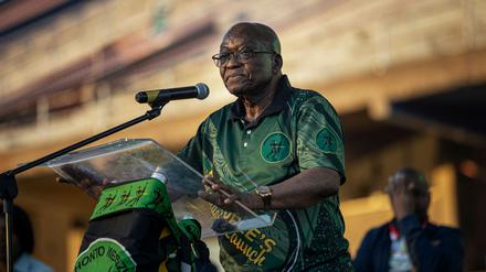 Der ehemalige südafrikanische Präsident und uMkhonto weSizwe (MK)-Führer Jacob Zuma hält eine Wahlkampfrede. (Archivbild)