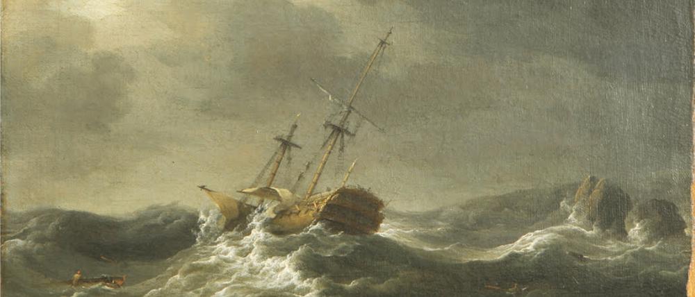 Kurz nach Bekanntwerden der Umstände des Untergangs war die „HMS Wager“ beliebter Gesprächsstoff in Londoner Kreisen. Der Maler Charles Brookings hielt den Moment fest, in dem das 24-Kanonen-Boot hilflos auf die Klippen zutreibt. 