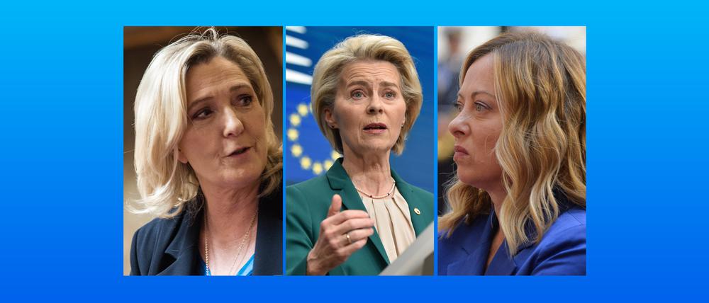 Drei Siegerinnen der Europawahl: Marine Le Pen deklassiert in Frankreich Präsident Emmanuel Macron. Ursula von der Leyens Chancen auf eine zweite Amtszeit wachsen. Italiens Regierungschefin Giorgia Melonis gewinnt mehr Einfluss.