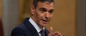 Pedro Sánchez, Ministerpräsident von Spanien, spricht während einer Plenarsitzung im Abgeordnetenhaus in Madrid.