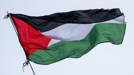 Die Flagge von Palästina wird bei einer propalästinensischen Kundgebung geschwenkt. (Symbolbild)