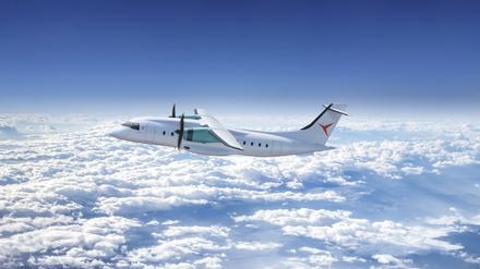 Kann hoch fliegen: Die Fotomontage zeigt das künftige Regionalflugzeug der Deutschen Aircraft.