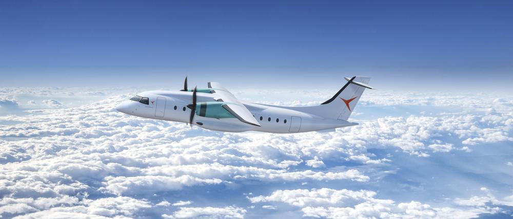 Kann hoch fliegen: Die Fotomontage zeigt das künftige Regionalflugzeug der Deutschen Aircraft.