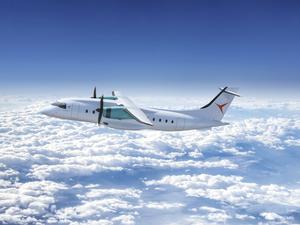 Kann hoch fliegen: Die Fotomontage zeigt das künftige Regionalflugzeug der Deutschen Aircraft.