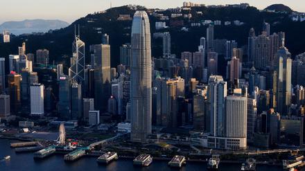 Die Skyline von Hongkong.