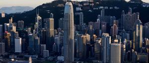 Die Skyline von Hongkong.