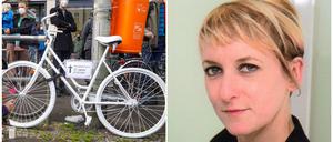 Laëtitia Graffart starb auf der Frankfurter Allee, bei einer Mahnwache wurde hier ein weißes Fahrrad zur Erinnerung angebracht. 
© IMAGO / Stefan Zeitz, Facebook / privat
