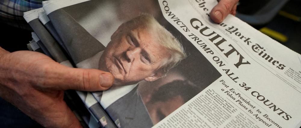 „Schuldig“ – die Titelseite der „New York Times“ am Tag nach der Verurteilung von Ex-US-Präsident Donald Trump.