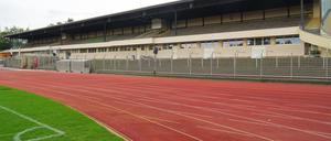 Für die Fußball-EM umgebautes Mommsenstadtion in Berlin-Eichkamp.