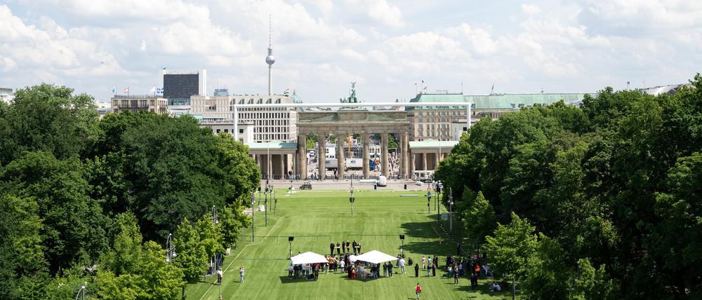 In Berlin wurde in der Fan-Zone extra Kunstrasen verlegt.
