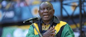 Cyril Ramaphosa, Präsident von Südafrika, spricht zu den Anhängern des Afrikanischen Nationalkongress.