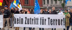 Eine Mahnwache der „Jungen Alternative“ in Mannheim.