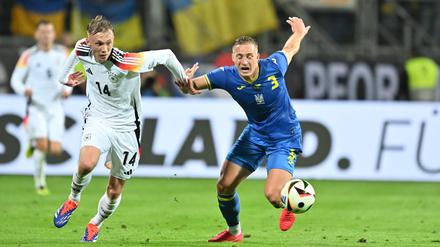 Maximilian Beier (li.) stach gegen die Ukraine heraus.