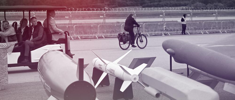 Rockets are on display during the press presentation at the International Aerospace Exhibition (ILA) in Schoenefeld, near Berlin, on June 3, 2024. The Aerospace Exhibition on aerospace industry, including aviation, space and defence, takes place at Schoenefeld Airport near Berlin and runs from June 5 to 9, 2024. (Photo by RALF HIRSCHBERGER / AFP)