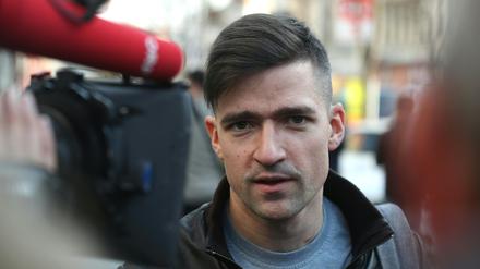 Martin Sellner im März 2019, damals Chef der rechten „Identitären Bewegung“ aus Österreich.