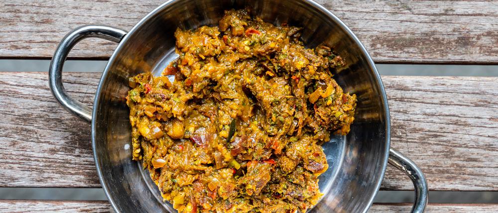 Auberginen-Curry Baingan Bharta nach Rezept von Manish Bahukhandi.