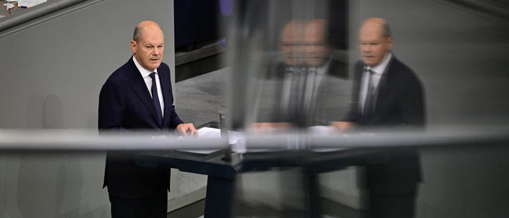 Bundeskanzler Olaf Scholz im Bundestag.