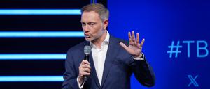 Christian Lindner beim Tag der Bauindustrie im Tipi am Kanzleramt in Berlin