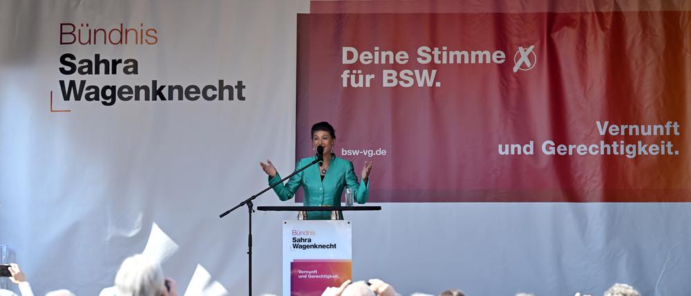 Sahra Wagenknecht beim Potsdamer Wahlkampfauftritt. 