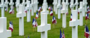 Ein Blick auf den amerikanischen Friedhof und das Denkmal in der Normandie am Tag einer Zeremonie zum 80. Jahrestag der Landung am D-Day 1944 in Colleville-sur-Mer (Symbolbild).