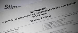 Ein Stimmzettel für die Wahl zum Europäischen Parlament.
