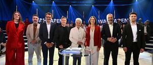 Insgesamt acht Kandidatinnen und Kandidaten zur Europawahl traten am Donnerstagabend bei der „ARD-Wahlarena“ an. 