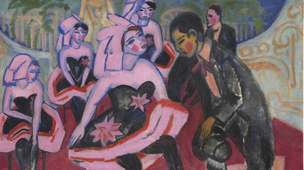 HANDOUT - 27.02.2024, NA, ---: Das Bild von Ernst Ludwig Kirchner «Tanz im Varieté» aus dem Jahr 1911, dessen Verbleib jahrzehntelang ungeklärt war, ist wieder aufgetaucht. (zu dpa: «Fast sieben Millionen für verschollen geglaubtes Kirchner-Gemälde») Foto: Marc Autenrieth/Auktionshaus Ketterer/dpa +++ dpa-Bildfunk +++