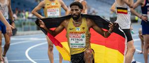 Amanal Petros war überglücklich nach seinem Lauf.