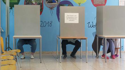 Kommunalwahl in Potsdam. Wahllokal Wohngebiet Am Schlaatz.