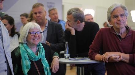 Gute Stimmung bei den Grünen: Saskia Hüneke und Hermann Voesgen-Wieczorek am Wahlabend im Potsdam Museum. 