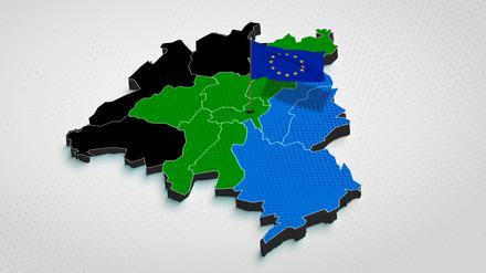 Von Schwarz zu Grün zu Blau: das Ergebnis der Europawahl in Berlin nach Bezirken. 