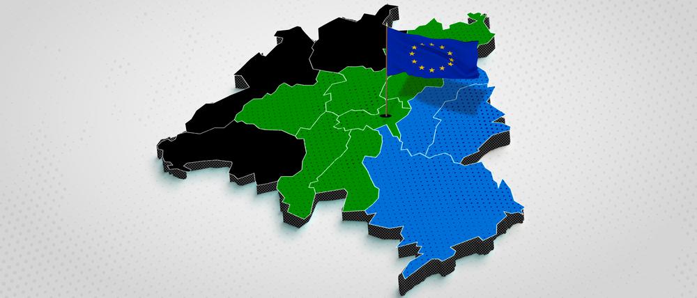 Von Schwarz zu Grün zu Blau: das Ergebnis der Europawahl in Berlin nach Bezirken.