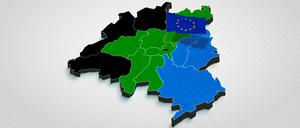 Von Schwarz zu Grün zu Blau: das Ergebnis der Europawahl in Berlin nach Bezirken. 