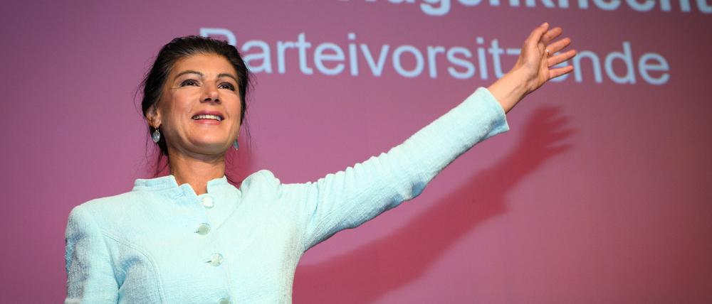 Die erste bundesweite Wahl ist geglückt: Sahra Wagenknecht am Abend der Europawahl in Berlin.